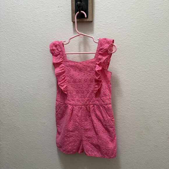 Janie and jack-Pink Eyelet Ruffle toddler girl Romper - 4T - Picture 1 of 10